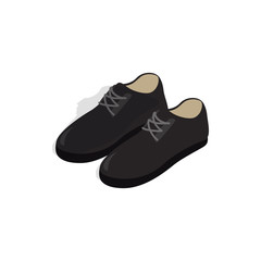 Black male shoes with laces icon in isometric 3d style on a white background