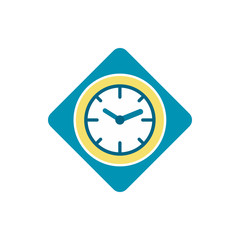 Blue wall clock icon in flat style on a white background