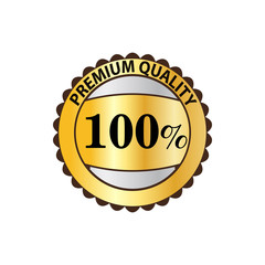 Premium quality 100 percent guaranteed golden label icon in flat style on a white background