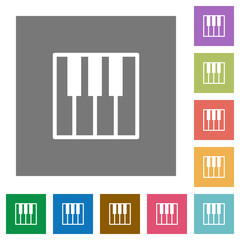 Piano keyboard square flat icons