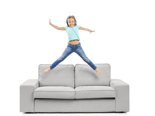 Happy girl listen music