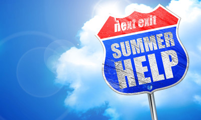 summer help, 3D rendering, blue street sign