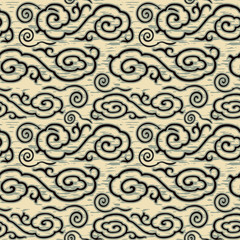 Antique seamless background image of vintage oriental Chinese cloud pattern
