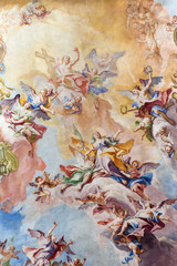 Fototapety  Brescia, Włochy - 23 maja 2016: fresk Glory of Santa Eufemia na sklepieniu prezbiterium kościoła Sant& 39 Afra autorstwa Antonio Mazza (18. cent.) autorstwa Antonio Mazza i Carlo Innocenzo Carloni.