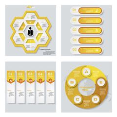 Collection of 4 yellow color template/graphic or website layout. Vector Background. For your idea and presentation.
