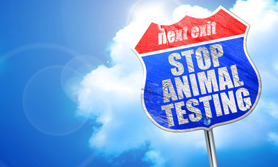 stop animal testing, 3D rendering, blue street sign