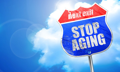 stop aging, 3D rendering, blue street sign