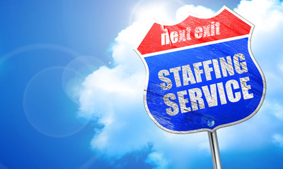 staffing service, 3D rendering, blue street sign