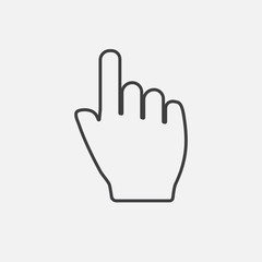 Hand pointing with index finger. Line Icon Vector. Mouse hand cursor sign isolated on white background. Click symbol. Flat style logo design for web or mobile app
