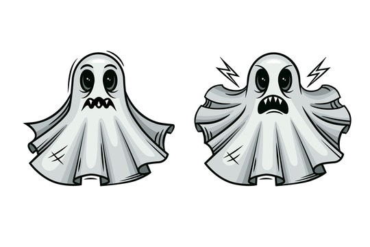 Vector set of ghost. Ghost character in cartoon style.