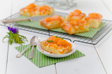 Mandarinen Kuchen mit Aprikosenmarmelade