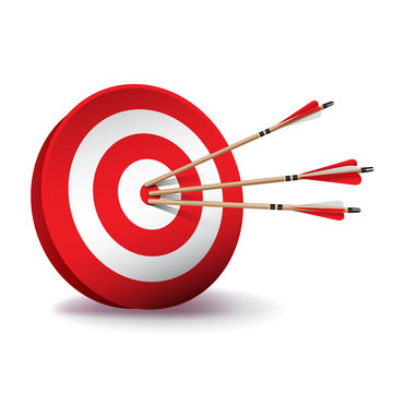 Red Archery Target with Arrows Illustration