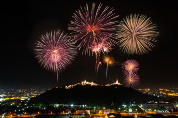 Fireworks at Phra-Nakhon-Khiri (Khao-Wang), Phetchaburi in Thailand.
