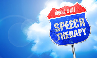speech therapy, 3D rendering, blue street sign
