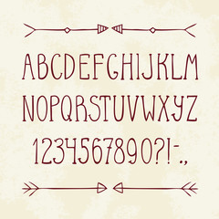 Fototapeta premium English hand drawn alphabet and arrows