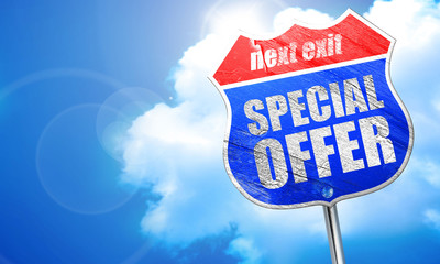 special offer, 3D rendering, blue street sign