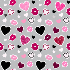 Pattern with kisses and hearts