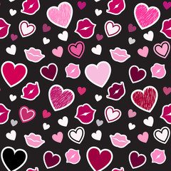 Pattern with kisses and hearts