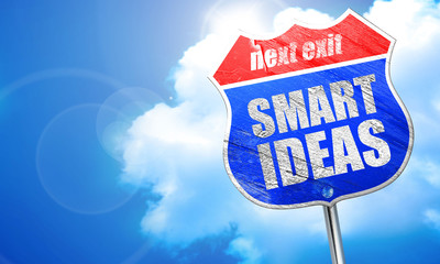 smart ideas, 3D rendering, blue street sign