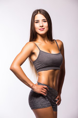 attractive fitness woman, trained female body
