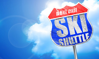 ski shuttle, 3D rendering, blue street sign
