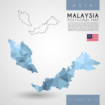World Low Poly Map : Asia : Vector Illustration