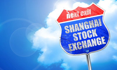 shanghai stock exchange, 3D rendering, blue street sign