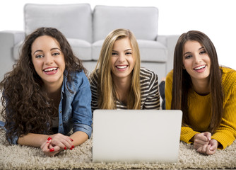 Girls studying at home