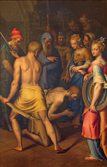 Obraz na płótnie Canvas CREMONA, ITALY - MAY 25, 2016: The decapitation of St. John the Baptist paint in cathedral by Bernardino Campi (1520 -1591).