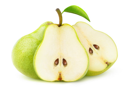 Isolated cut green pears