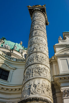 Karlskirche (St. Charles's Church, 1737). Vienna, Austria.
