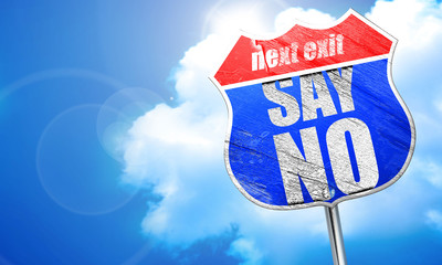 say no, 3D rendering, blue street sign