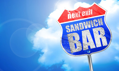 sandwich bar, 3D rendering, blue street sign