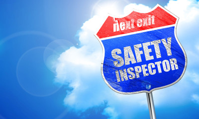 safety inspector, 3D rendering, blue street sign