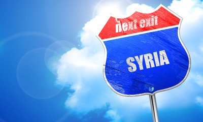 Greetings from syria, 3D rendering, blue street sign