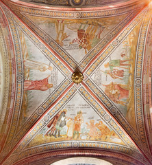 CREMONA, ITALY - MAY 25, 2016: The gothic ceiling fresco in left transept of The Cathedral with the Old Testament scenes.