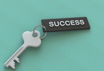 SUCCESS, message on keyholder, 3D rendering