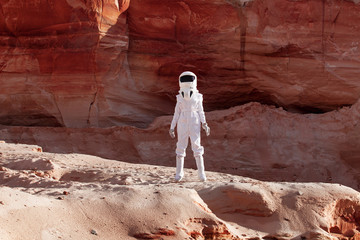 futuristic astronaut on another planet, image with the effect of toning © Ulia Koltyrina