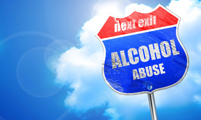 Alcohol abuse sign, 3D rendering, blue street sign