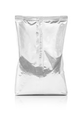 blank packaging aluminum foil pouch isolated on white background