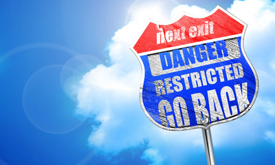 Go back sign, 3D rendering, blue street sign