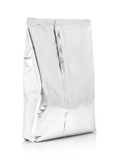 blank packaging aluminum foil pouch isolated on white background