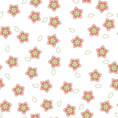 Pink and white sakura pattern. Vector illustration.