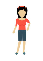 Woman Character Template Vector Illustration.