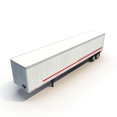 Blank white parked semi trailer, isolated on white 3D Illustration