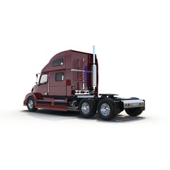 Red truck without a trailer on white 3D Illustration