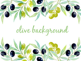 Watercolor background with olives - 117087708