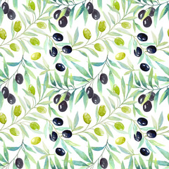 Panele Szklane Podświetlane  Kwiatowy wzór z jagodami i oliwkami.