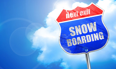snowboarding sign background, 3D rendering, blue street sign