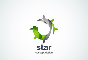 Sun logo template, shining star concept